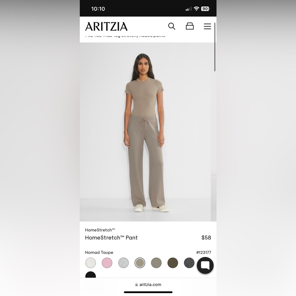 Aritzia Nomad Taupe Wide Leg Pants